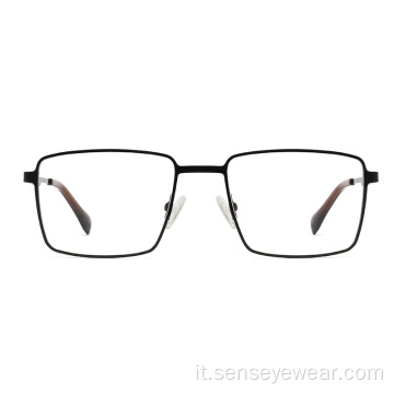 Design di lusso Mens Square Metal Optical Telame Eyecelss